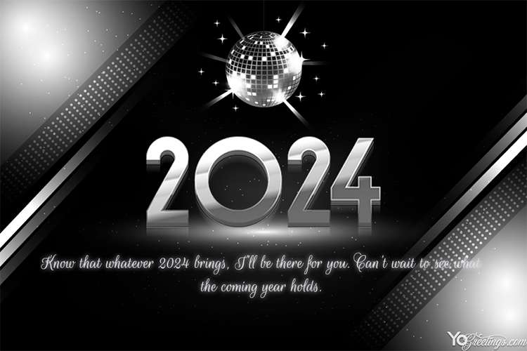 Silver Happy New Year 2024 Cards With Your Wishes