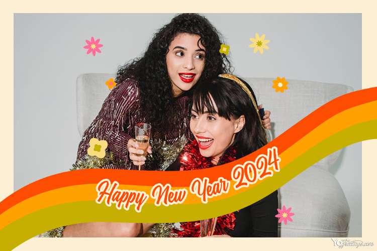 Personalize Lovely And Colorful New Year 2024 Photo Frames