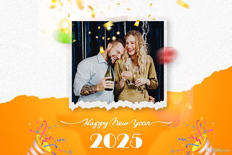 Create Happy New Year 2025 Photo Frames With Balloons And Photos