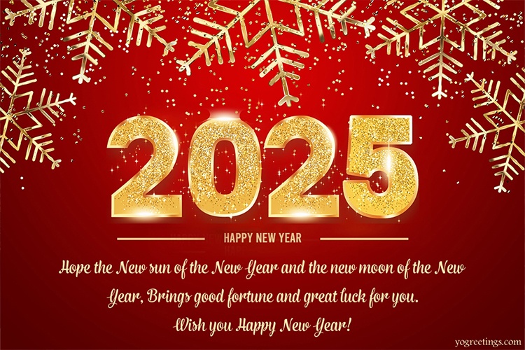 Glitter Gold 2025 Happy New Year Wishes Images