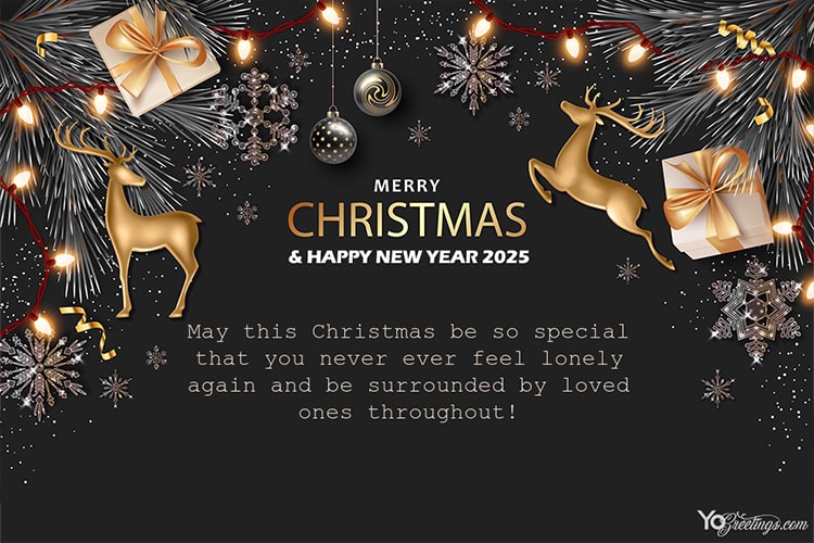 Customize Luxury Merry Christmas and Happy New Year 2025 Greeting Cards