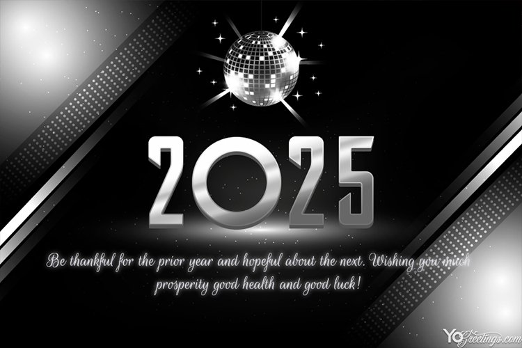 Silver Happy New Year 2025 Cards With Your Wishes