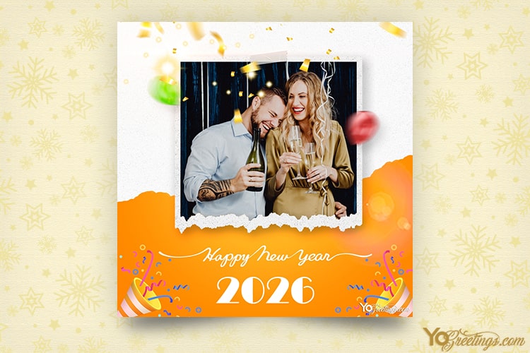 Create Happy New Year 2026 Photo Frames With Balloons And Photos