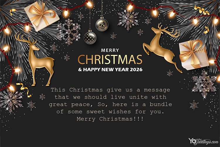 Customize Luxury Merry Christmas and Happy New Year 2026 Greeting Cards