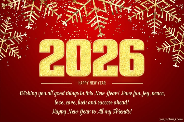 Glitter Gold 2026 Happy New Year Wishes Images