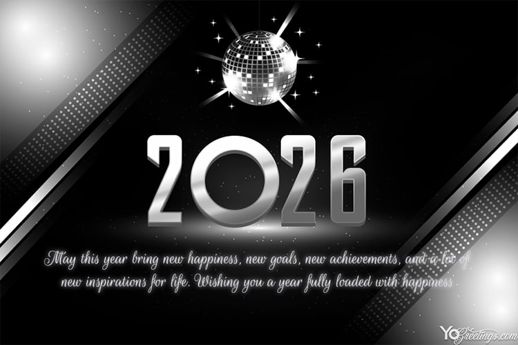 Silver Happy New Year 2026 Cards With Your Wishes