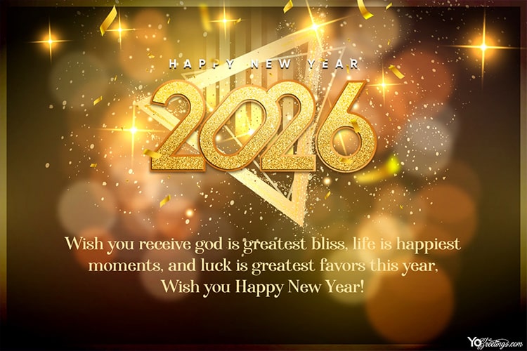 Glitter And Gold Number 2026 New Year Card Free Download