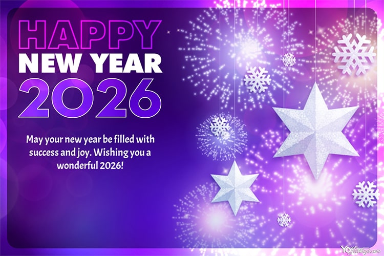 Wishes You Happy New Year 2026 Greeting Card Online
